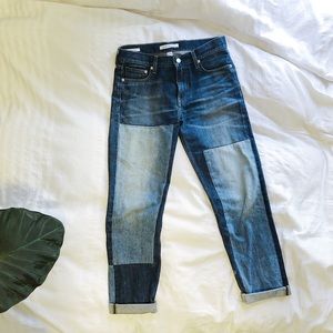 Size 26 CK 061 mid rise boyfriend patchwork jean